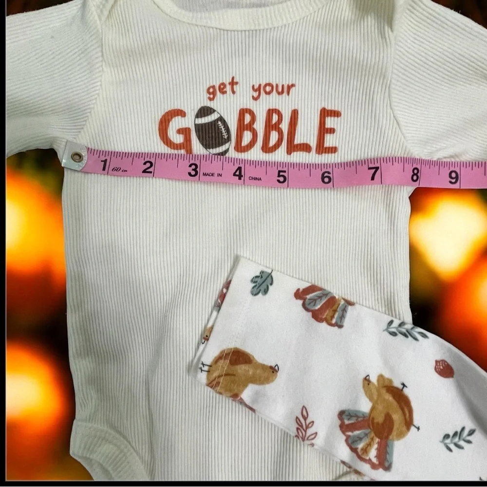 Carter's Cream and Tan Turkey Print Bodysuit Set